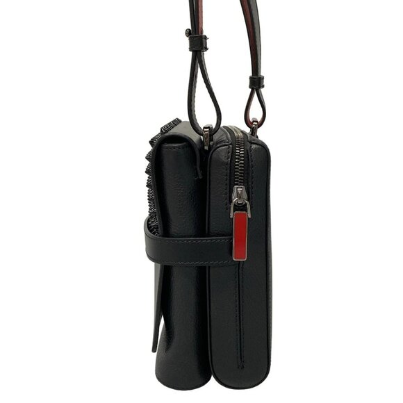Auth CHRISTIAN LOUBOUTIN Bench Reporter - Black Leather Hardware Shoulder Bag - Picture 5 of 16